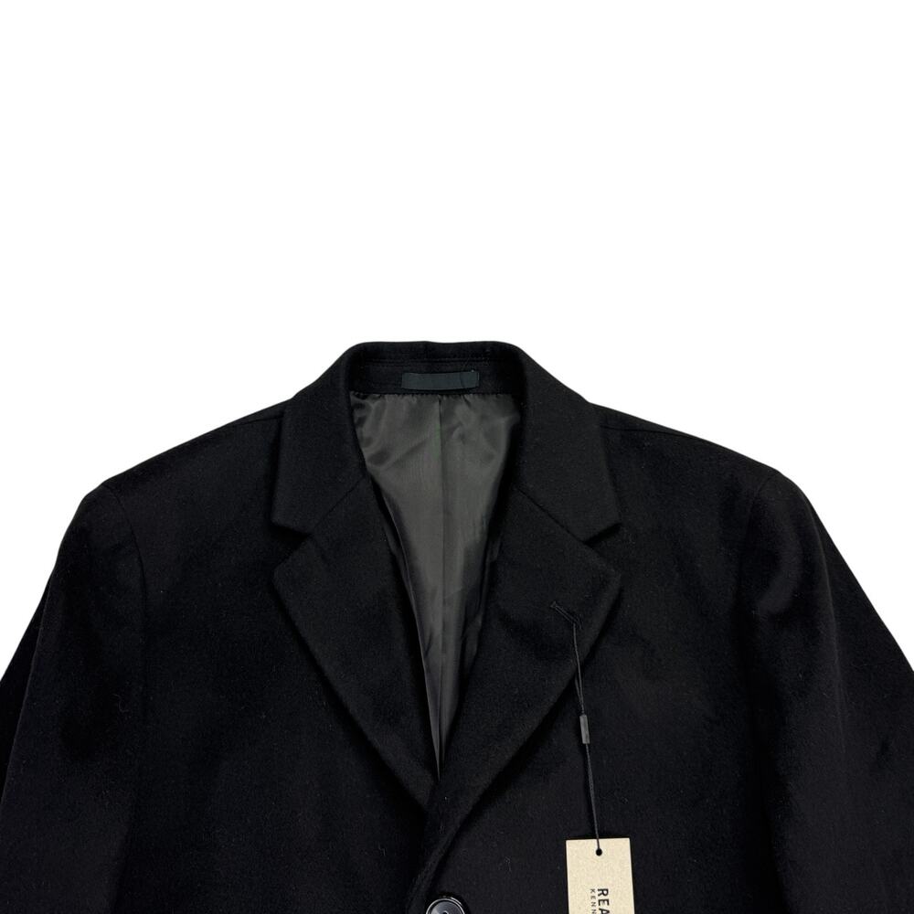 Kenneth Cole Mens Single-Breasted Wool Blend Classic Fit Overcoat Black 36S - Picture 2 of 6
